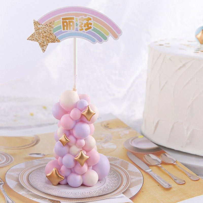 Paraffin Wax - Colorful balloon pillar candles, birthday cake