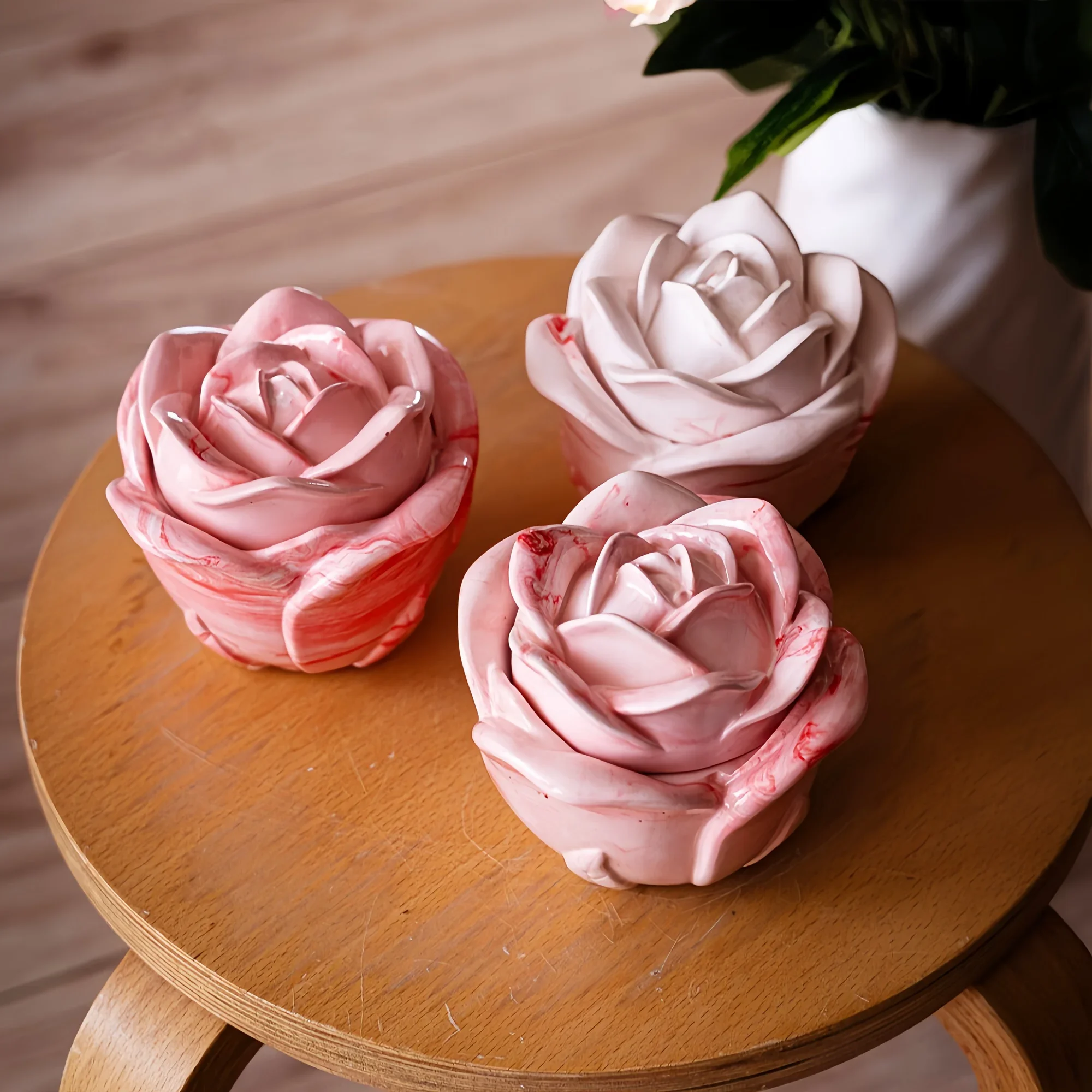 Candle Molds - 2-Piece Set Rose Shaped Silicone Molds