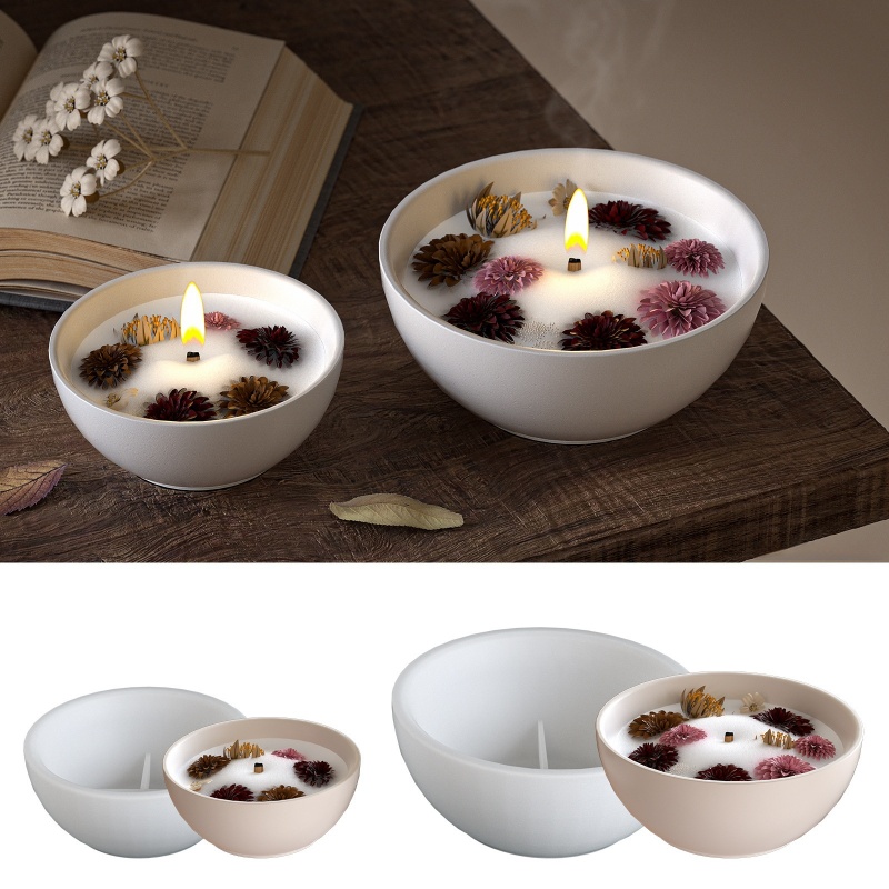Candle Containers - Round Candle Bowl Concrete Silicone Mold
