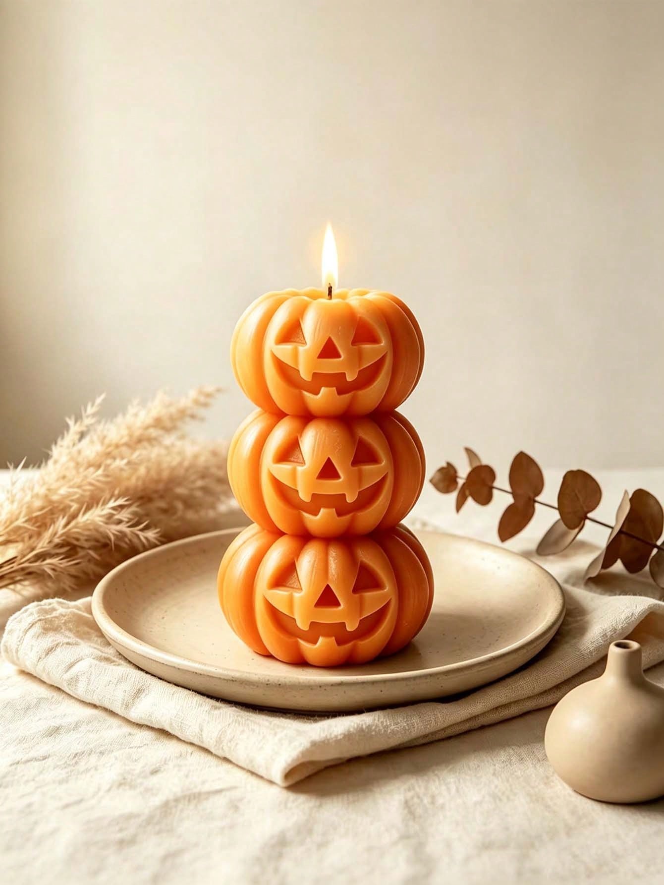 Candle Fragrance - 1pc Halloween 3-Layer Pumpkin Shaped Candle,