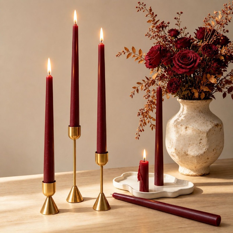 Burgundy Taper Candles, Long S - Soy Wax 评论和价格