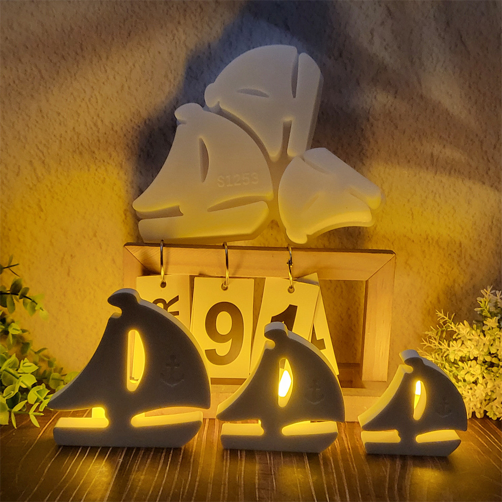 3D Sailboat Night Light Silico - Candle Lighter 评论和价格