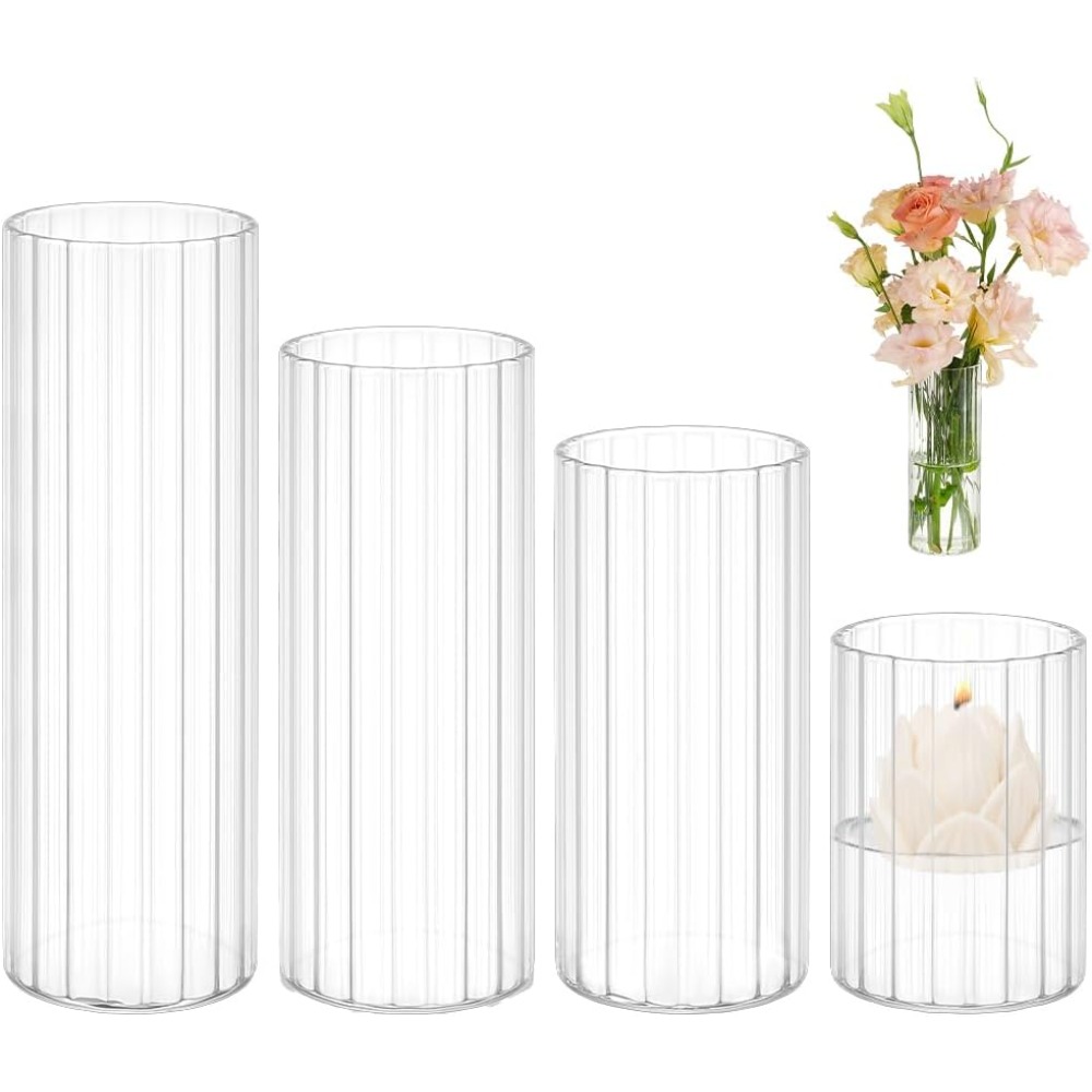 4 Size Glass Cylinder Vases 3. - Candle Containers 评论和价格