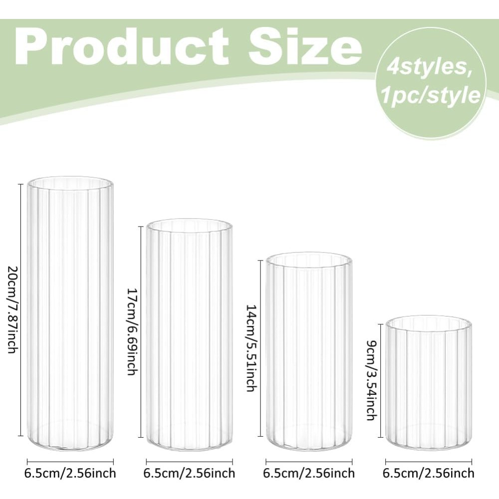 4 Size Glass Cylinder Vases 3. - Candle Containers 评论和价格