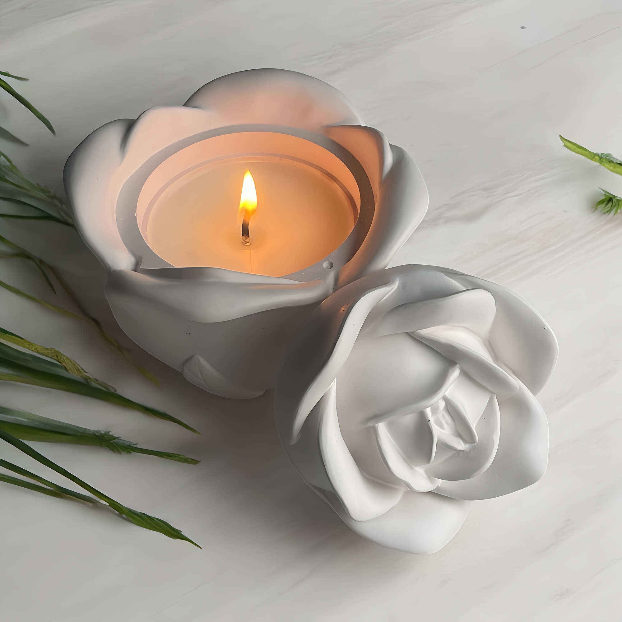 2-Piece Set Rose Shaped Silico - Candle Molds 评论和价格