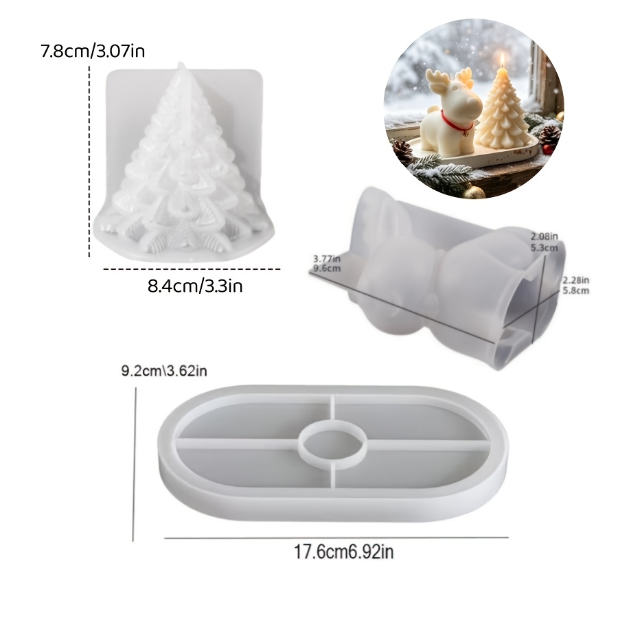 Clay Silicone Mold 3pcs Set: C - Candle Making Kit 评论和价格