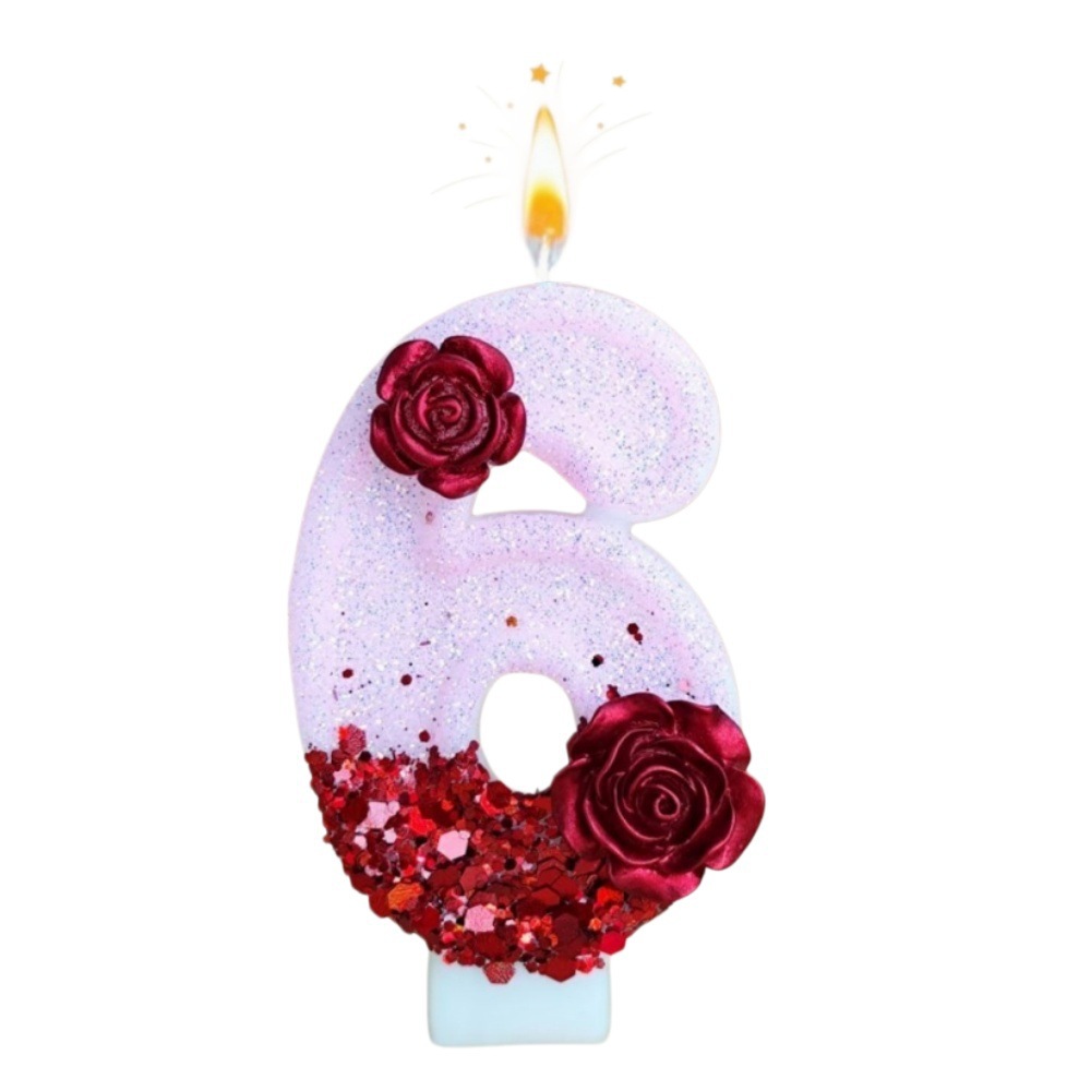 Number Pink Glitter Red Rose F - Paraffin Wax 评论和价格
