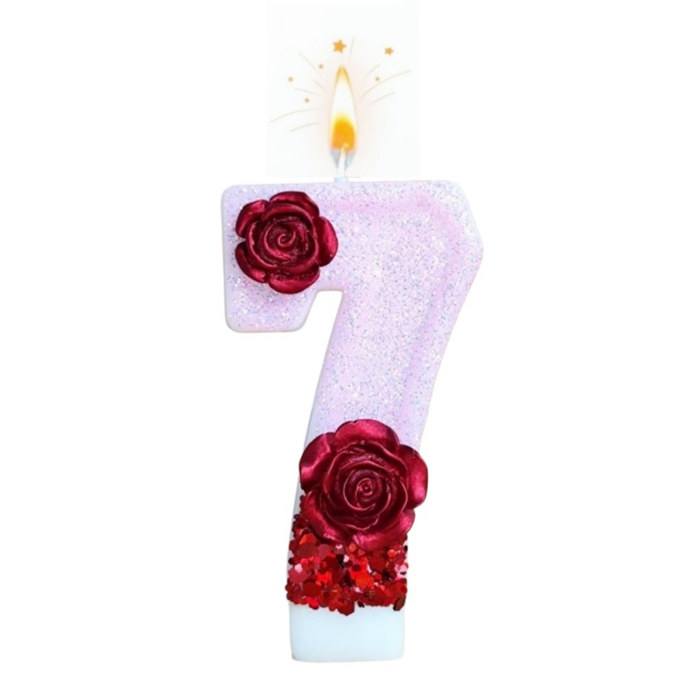 Number Pink Glitter Red Rose F - Paraffin Wax 评论和价格