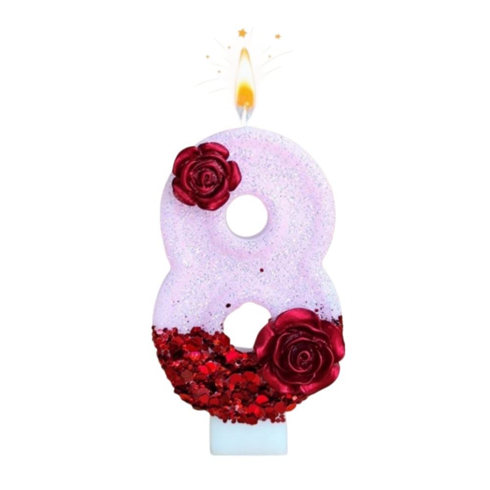 Number Pink Glitter Red Rose F - Paraffin Wax 评论和价格