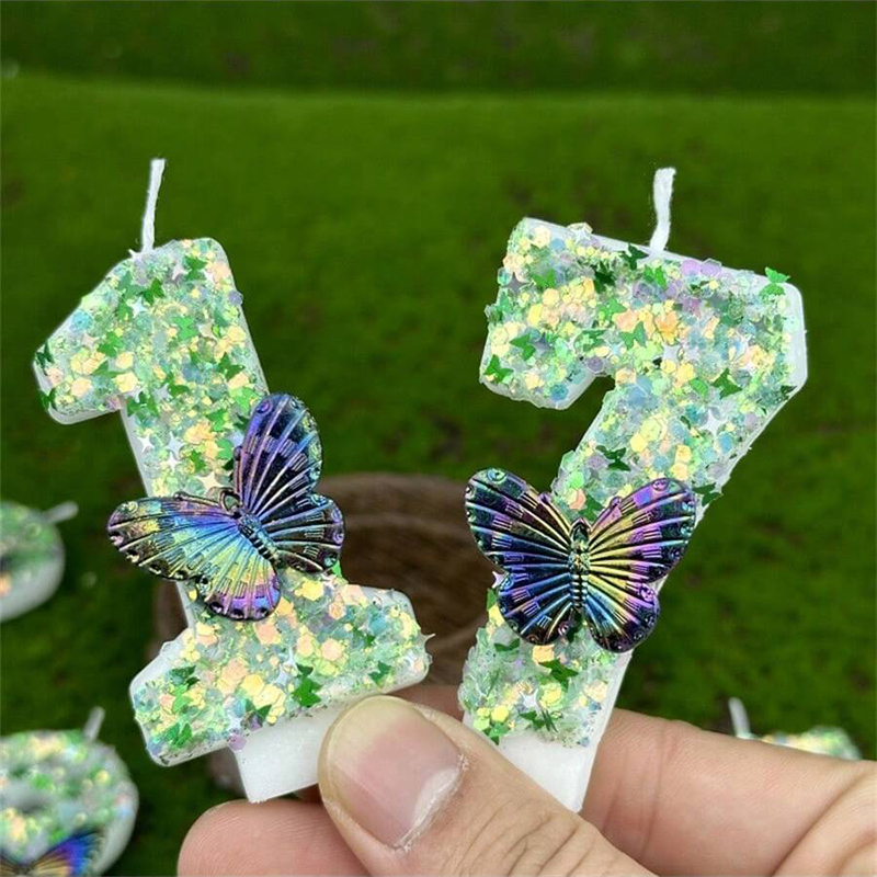 1Pc Green Sequins Number 0-9 B - Paraffin Wax 评论和价格
