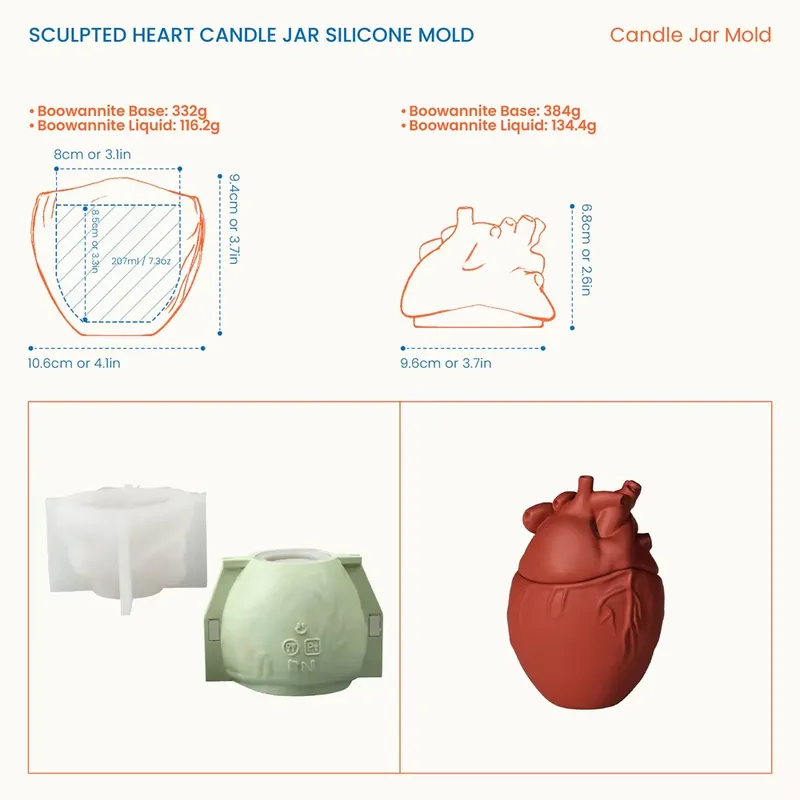 Nicole Sculpted Heart Candle J - Candle Molds 评论和价格