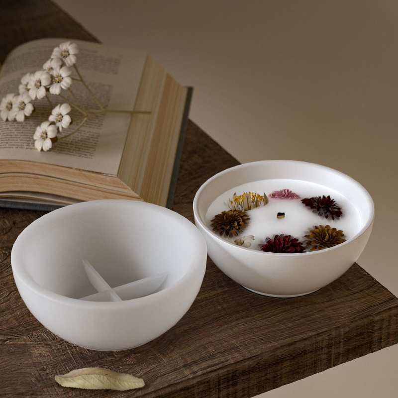 Round Candle Bowl Concrete Sil - Candle Containers 评论和价格