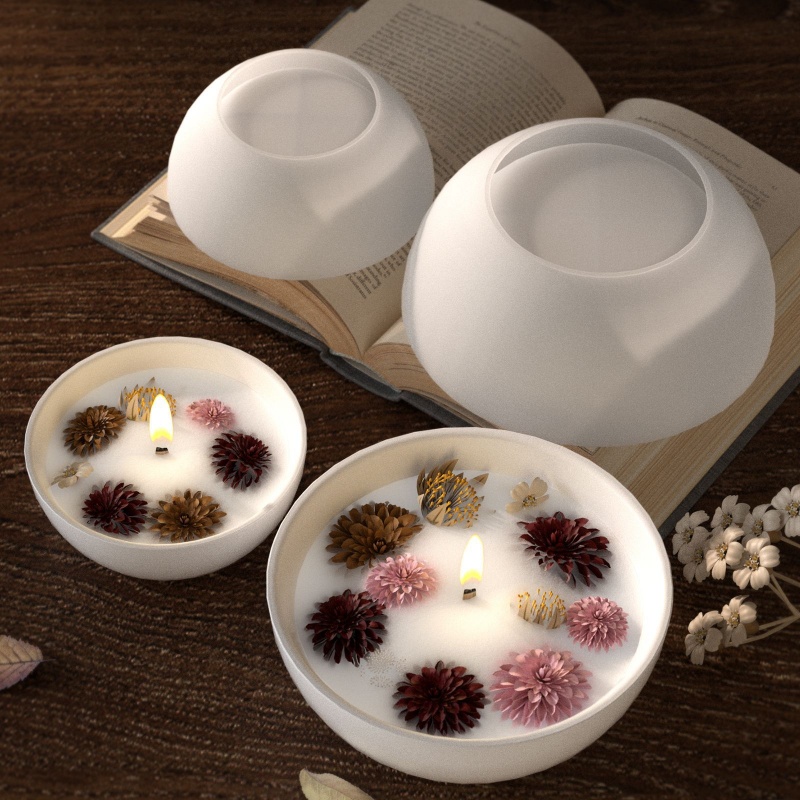 Round Candle Bowl Concrete Sil - Candle Containers 评论和价格